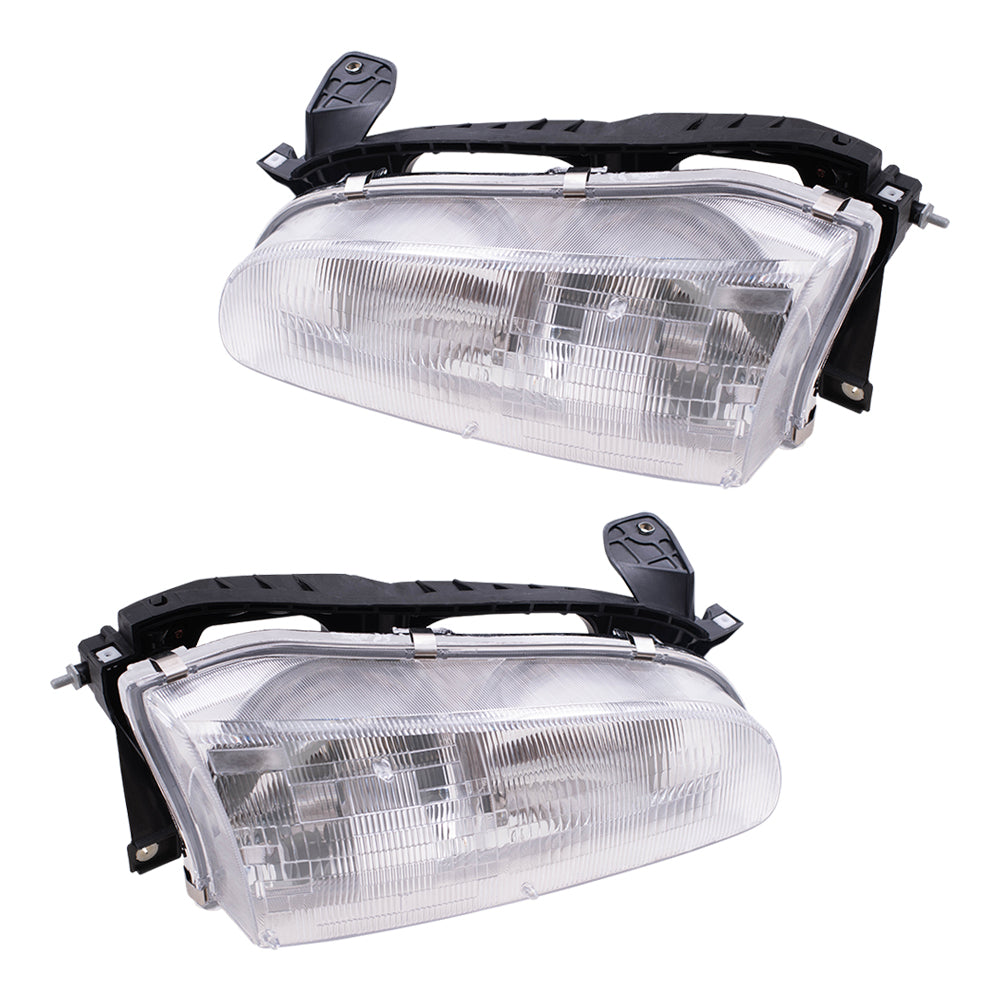 Brock Replacement Driver and Passenger Set Headlights Compatible with 1993-1997 Prizm 94852390 94852389