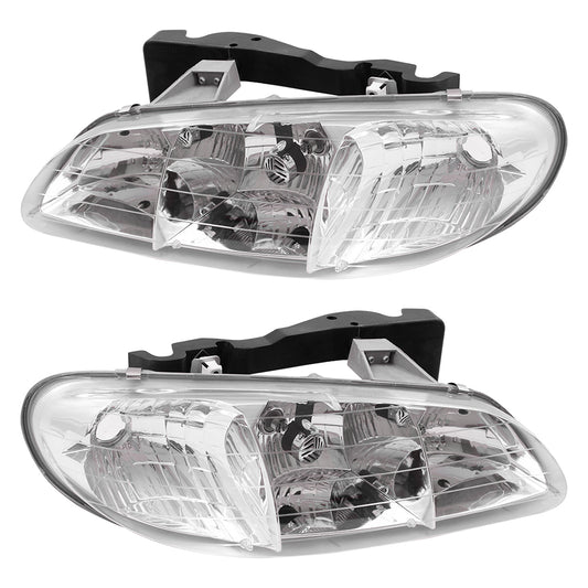 Brock Replacement Driver and Passenger Set Headlights Compatible with 1996 1997 1998 Grand Am 16524657 16524658