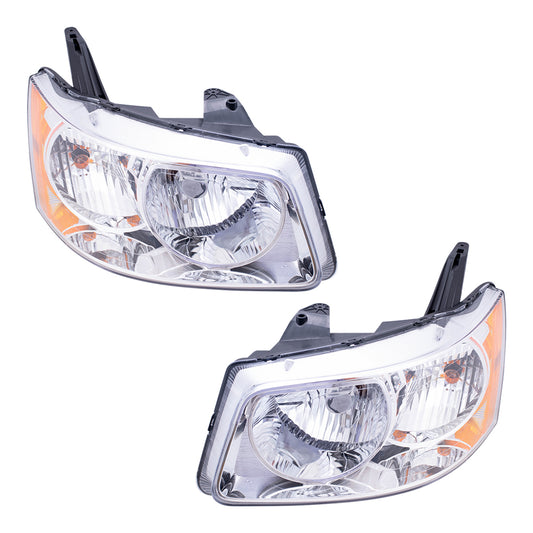 Brock Replacement Driver and Passenger Set Headlights Compatible with 2006-2009 Torrent 15890727 15890728