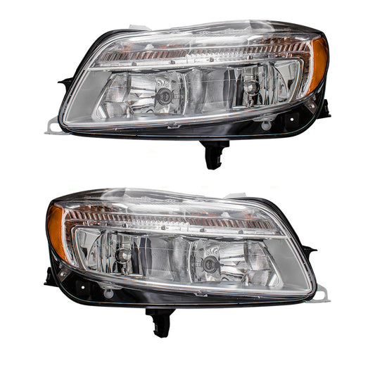 Brock Replacement Driver and Passenger Set Halogen Headlights Compatible with 2011 2012 2013 Regal 22794767 22794766