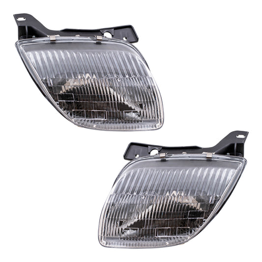 Brock Replacement Driver and Passenger Set Halogen Headlights Compatible with 95-02 Sunfire 16530151 16530152