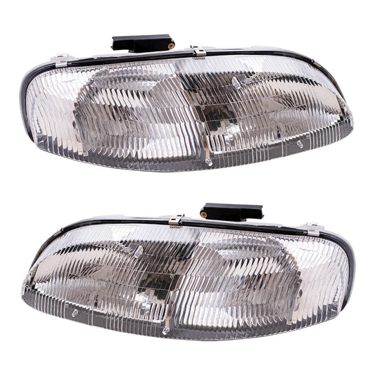 Brock Replacement Driver and Passenger Set Headlights Compatible with Lumina Monte Carlo 10420375 10420376