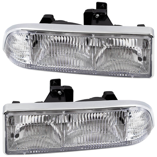 Brock Aftermarket Replacement Driver Left Passenger Right Composite Halogen Combination Headlight Assembly Set