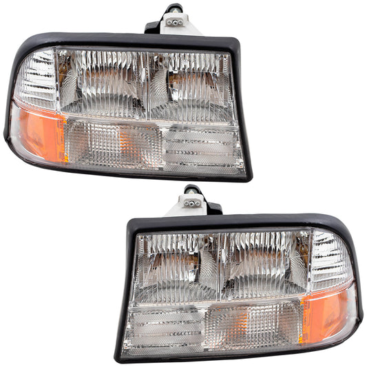 Brock Replacement Driver and Passenger Set Headlights Compatible with 98-04 Sonoma Pickup Truck