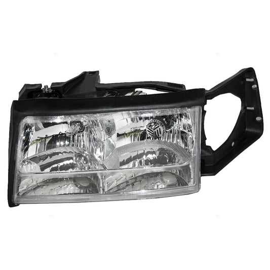 Brock Replacement Driver Halogen Headlight w/ Chrome Bezel Compatible with 1997 1998 1999 DeVille 16526199