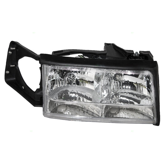 Brock Replacement Passenger Halogen Headlight w/ Chrome Bezel Compatible with 1997 1998 1999 DeVille 16526200