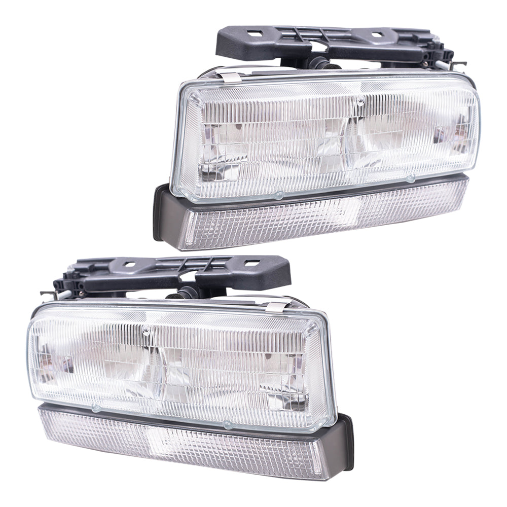 Brock Replacement Driver and Passenger Set Headlights Compatible with 92-96 LeSabre 91-96 Park Avenue 16523429 16523430