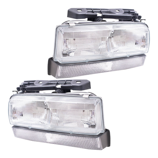 Brock Replacement Driver and Passenger Set Headlights Compatible with 92-96 LeSabre 91-96 Park Avenue 16523429 16523430