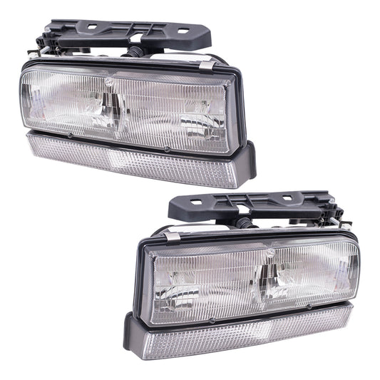 Brock Replacement Driver and Passenger Set Halogen Headlights with Black Edge Compatible with 1992-1996 LeSabre