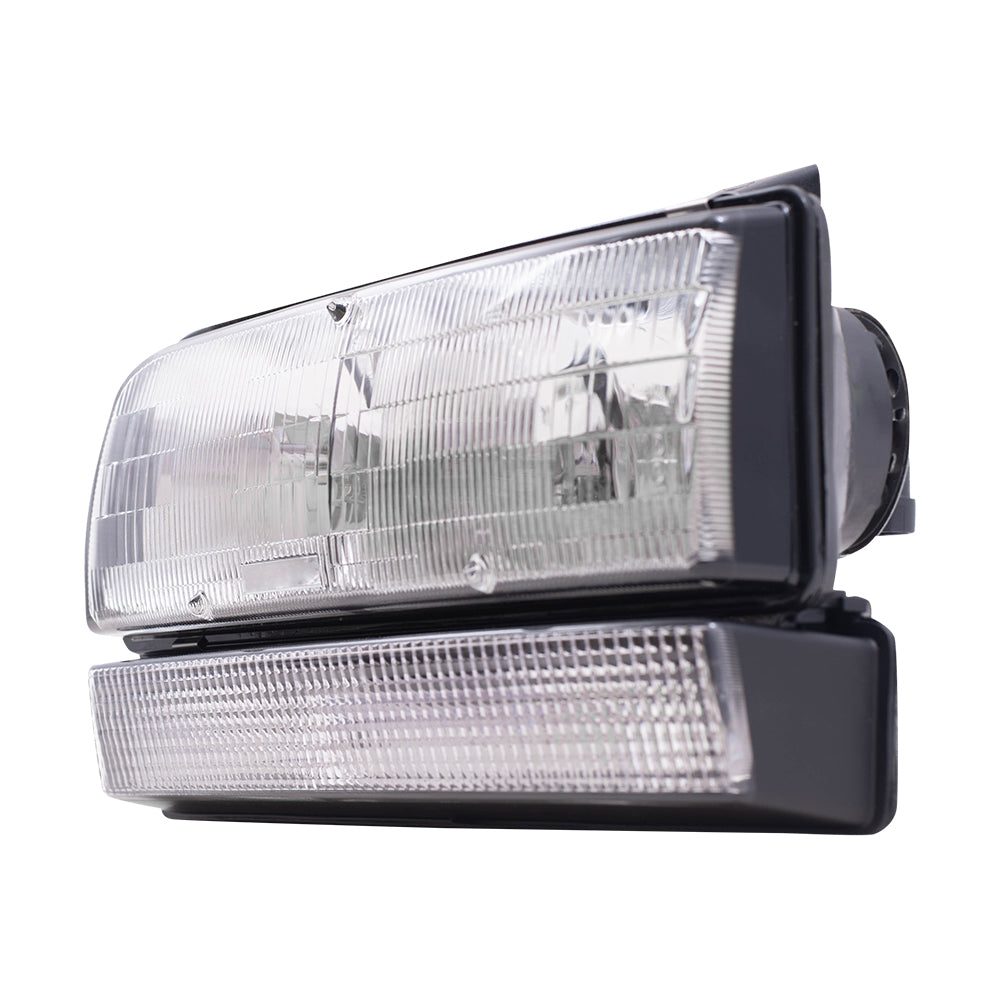 Brock Replacement Driver and Passenger Set Halogen Headlights with Black Edge Compatible with 1992-1996 LeSabre