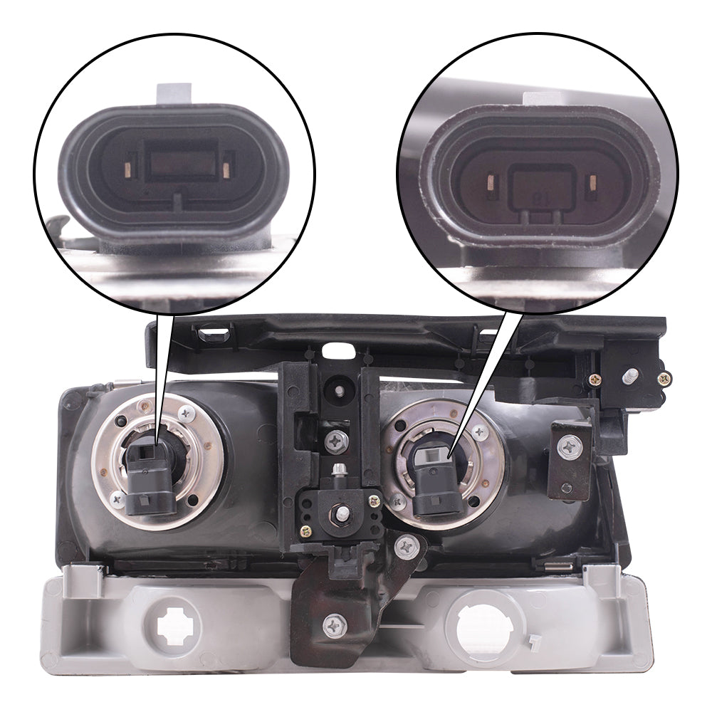 Brock Replacement Driver and Passenger Set Halogen Headlights with Black Edge Compatible with 1992-1996 LeSabre