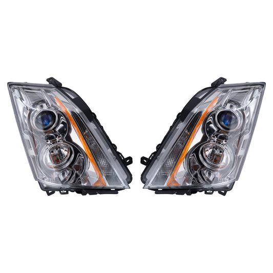 Brock Replacement Driver and Passenger Set Halogen Headlights Compatible with 2008-2014 CTS 22783445 25897358