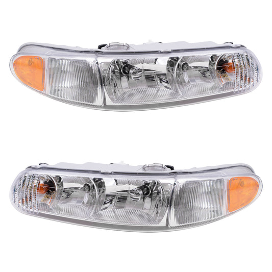 Brock Replacement Driver and Passenger Set Headlights Compatible with 1997-2005 Century 19244639 19244638