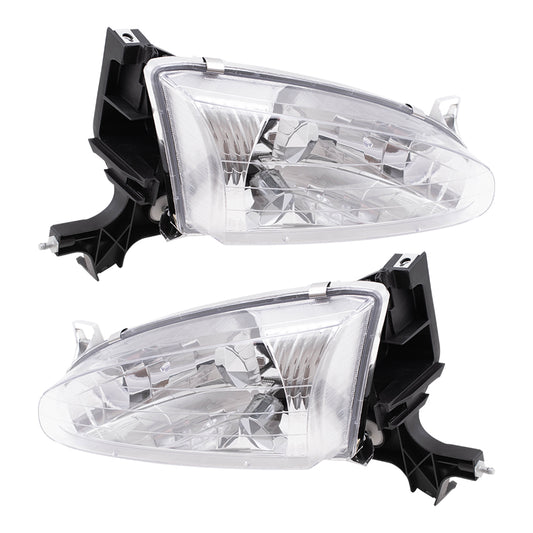 Brock Replacement Driver and Passenger Side Halogen Headlight Assemblies Compatible with 1998-2002 Prizm 94857184 94857180