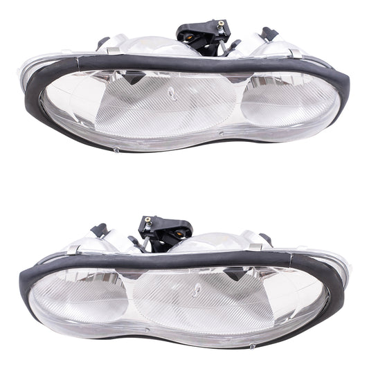 Brock Replacement Driver and Passenger Set Halogen Headlights Compatible with 1998-2002 Camaro 16525313 16525314