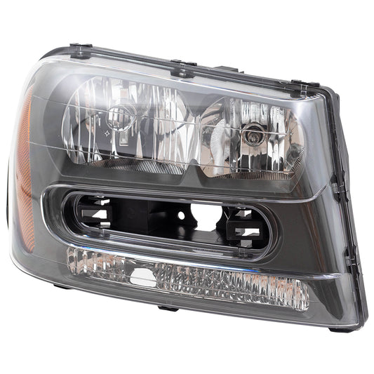 Brock Replacement Passenger Headlight Assembly Compatible with 2002-2009 Trailblazer & 02-06 EXT w/ Full Width Grille Bar 25970914