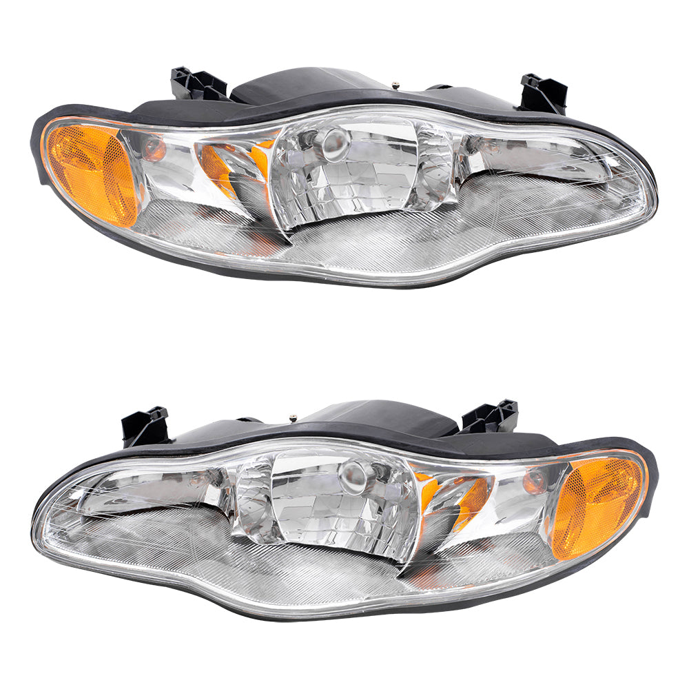 Brock Replacement Driver and Passenger Set Headlights Compatible with 2000-2005 Monte Carlo 10349960 10349959