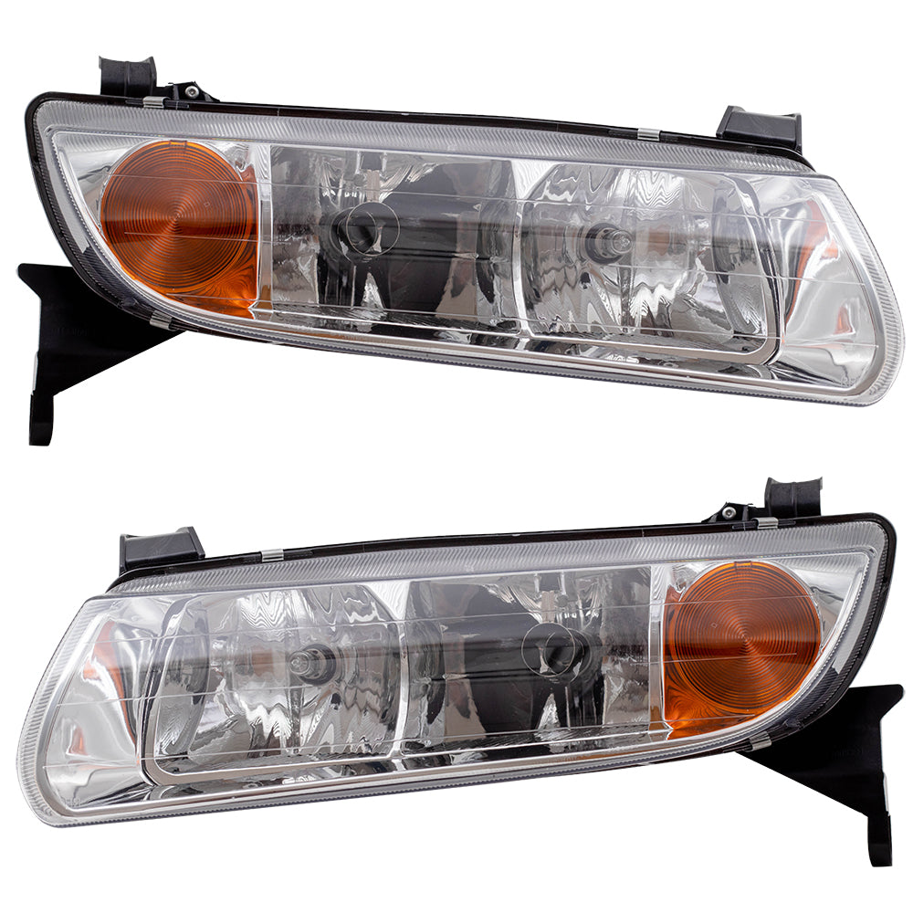 Brock Replacement Driver and Passenger Set Headlights Compatible with 2000 2001 2002 L-Series 90583594 90583595