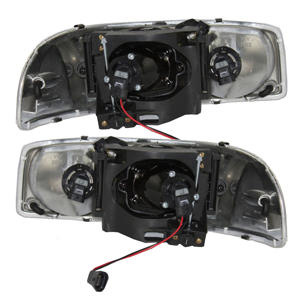 Brock Replacement Driver and Passenger Set Headlights Compatible with 2002-2007 Sierra Denali Pickup Truck 15218077 15218078