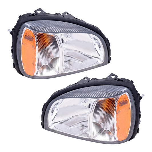 Brock Replacement Driver and Passenger Set Headlights Compatible with 2004 2005 DeVille 25769519 25769520