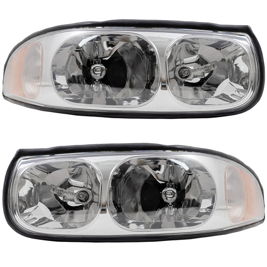 Brock Replacement Driver and Passenger Set Headlights with Smooth High Beam Compatible with 2000 LeSabre 19245373 19245368