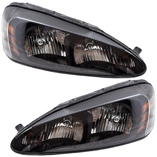 Brock Replacement Driver and Passenger Set Halogen Headlights Compatible with 2004-2008 Grand Prix 25851404 25851403