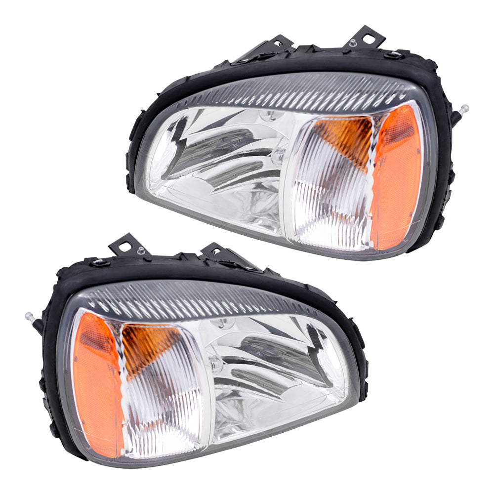 Brock Replacement Driver and Passenger Set Headlights Compatible with 2000-2003 DeVille 19245431 19245432