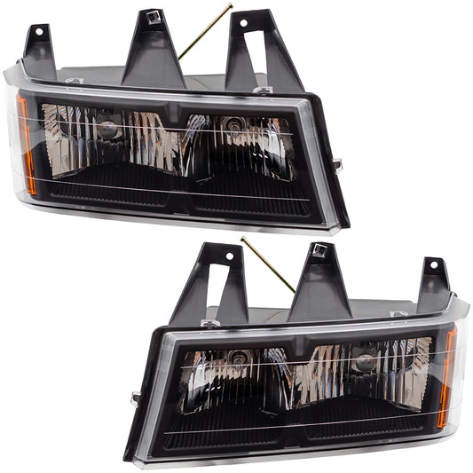 Brock Replacement Driver and Passenger Set Headlights with Black Bezels Compatible with 04-12 Colorado Canyon 20766569 20766570