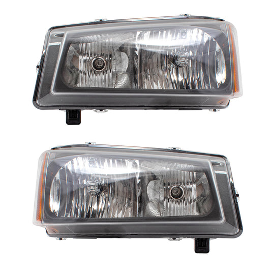 Brock Replacement Driver and Passenger Set Headlights w/ Fluted Reflectors Compatible with 2003-2006 Avalanche Silverado Pickup Truck