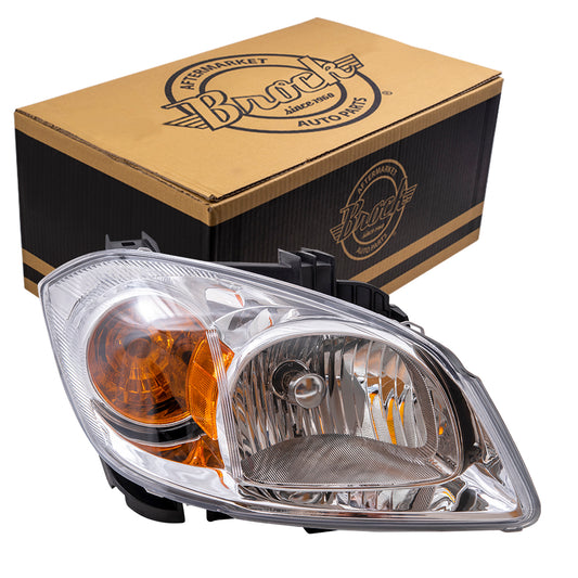 Brock Replacement Passenger Headlight Clear Lens with Amber Signal Reflector & Bracket Compatible with 2005-2010 Cobalt 22740620