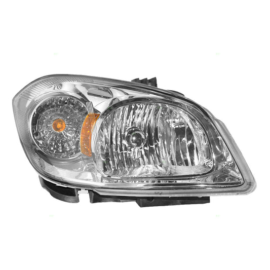 Brock Replacement Passenger Headlight Smoke Lens with Chrome Signal Reflector & Bracket Compatible with Cobalt G5 22740620