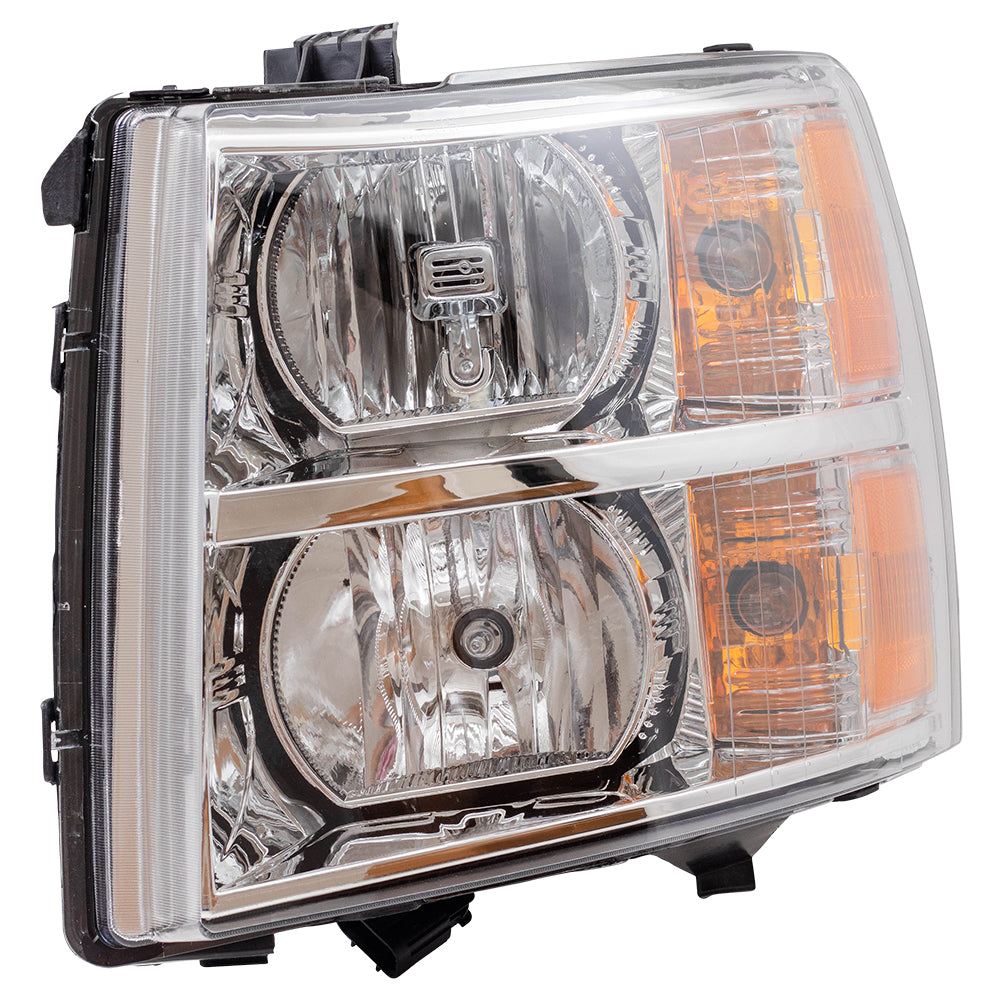 Brock Replacement Driver Side Halogen Combination Headlight Assembly Compatible with 2007-2013 Silverado 1500/ 2009-2013 Silverado 1500 Hybrid/ 2007-2014 Silverado 2500/3500