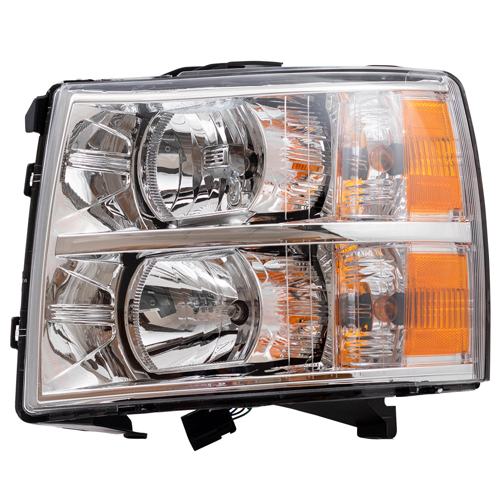 Brock Replacement Driver Side Halogen Combination Headlight Assembly Compatible with 2007-2013 Silverado 1500/ 2009-2013 Silverado 1500 Hybrid/ 2007-2014 Silverado 2500/3500