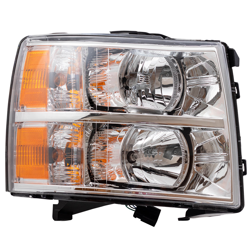 Brock Replacement Passenger Side Halogen Combination Headlight Assembly Compatible with 2007-2013 Silverado 1500/ 2009-2013 Silverado 1500 Hybrid/ 2007-2014 Silverado 2500/3500