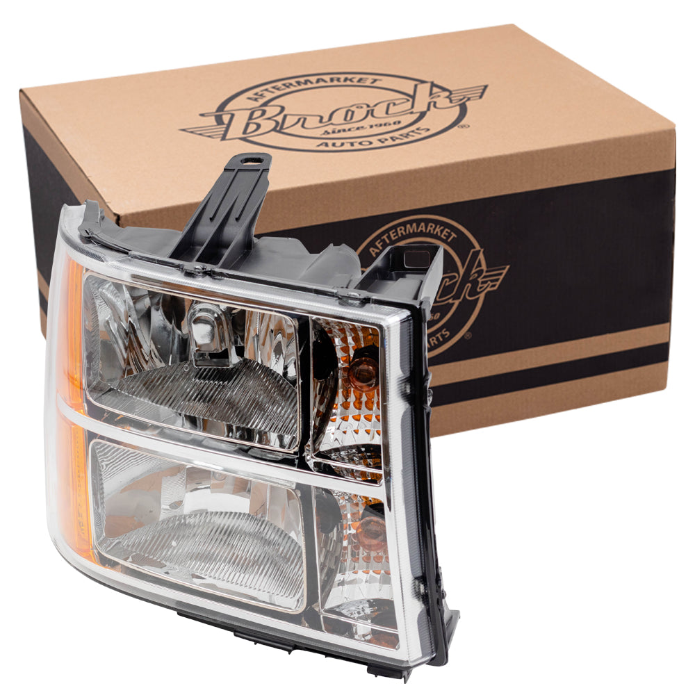 Brock Replacement Passenger Headlight Compatible with 2007-2014 Sierra Pickup Truck 25799194