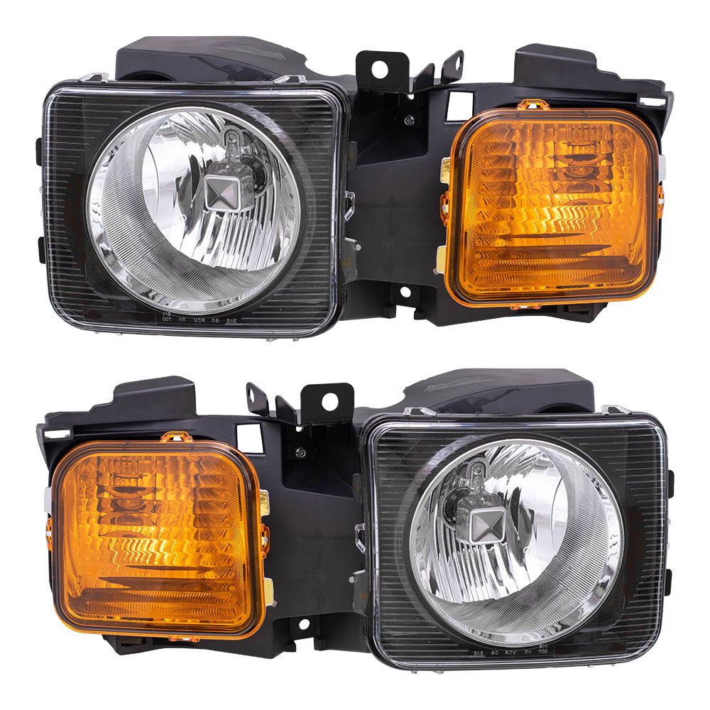 Brock Replacement Driver and Passenger Set Halogen Headlights Compatible with 06-10 H3 & H3T Pickup Truck