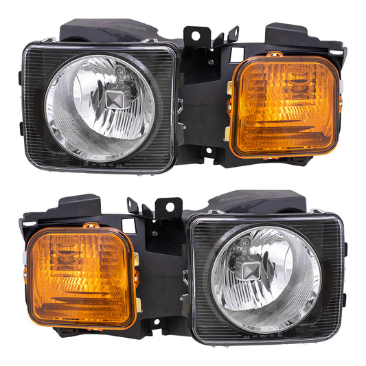 Brock Replacement Driver and Passenger Set Halogen Headlights Compatible with 06-10 H3 & H3T Pickup Truck