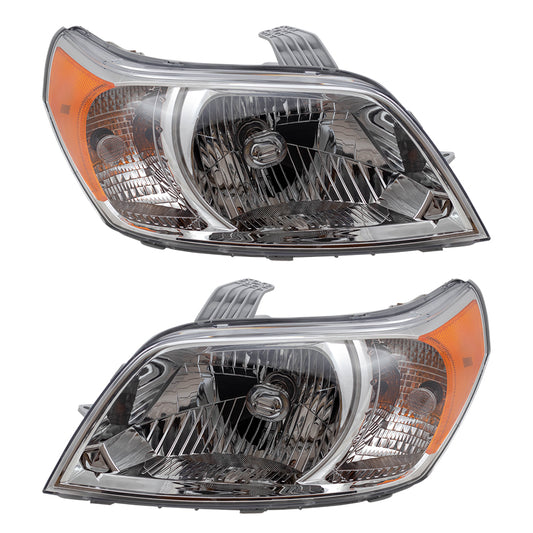 Brock Replacement Pair Halogen Headlights Compatible with 2010 2011 Aveo5