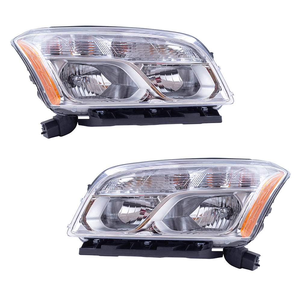 Brock Aftermarket Replacement Driver Left Passenger Right Halogen Combination Headlight Assembly Set Compatible With 2013-2016 Chevy Trax