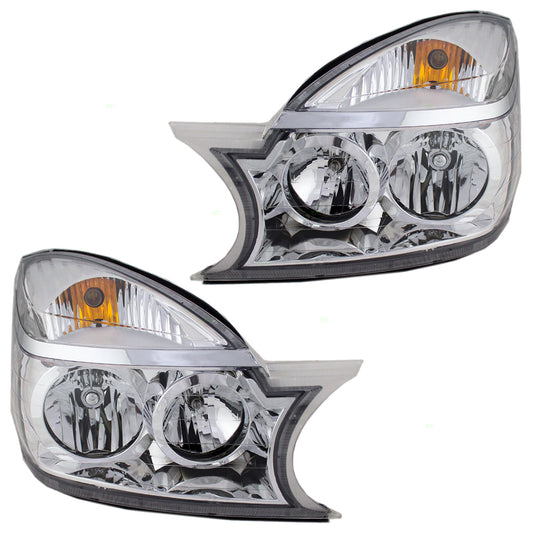 Brock Replacement Driver and Passenger Set Halogen Headlights Compatible with 2004-2007 Rendezvous