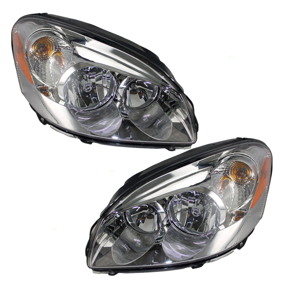 Brock Replacement Driver and Passenger Set Halogen Headlights Compatible with 2006-2008 Lucerne