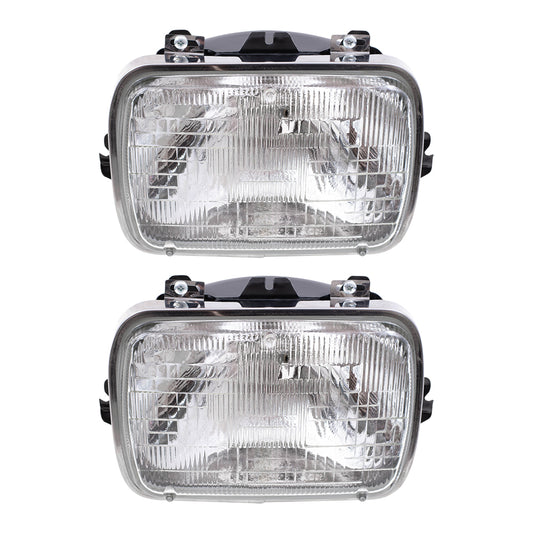 Brock Replacement Set Halogen Sealed Beam Headlights Rectangular Lens Compatible with 1979-1999 Suburban 25949657