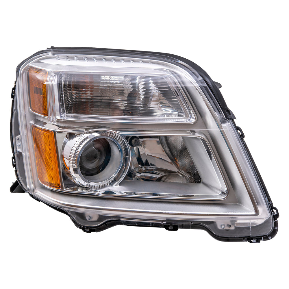 Brock Replacement Driver and Passenger Side CAPA-Certified Halogen Combination Headlight Assemblies Compatible with 2010-2015 GMC Terrain