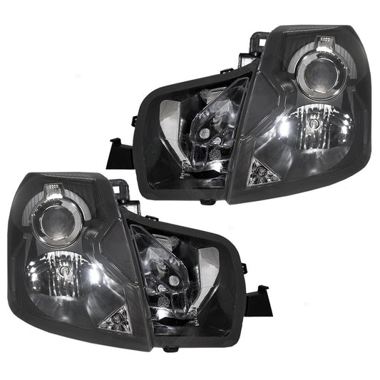 Brock Replacement Driver and Passenger Set Halogen Headlights Compatible with 2003-2007 CTS CTS-V