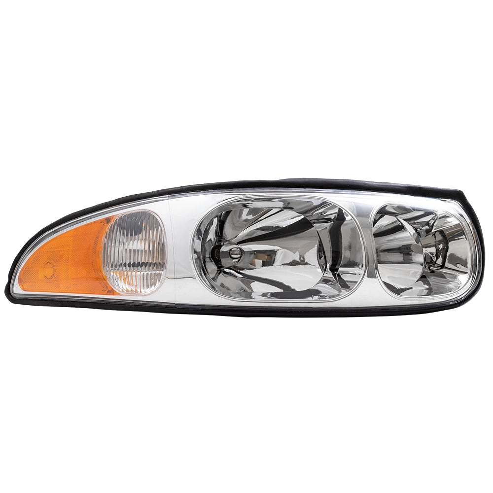 Brock Replacement Driver and Passenger Set Headlights with Fluted High Beam Compatible with 2000-2005 LeSabre