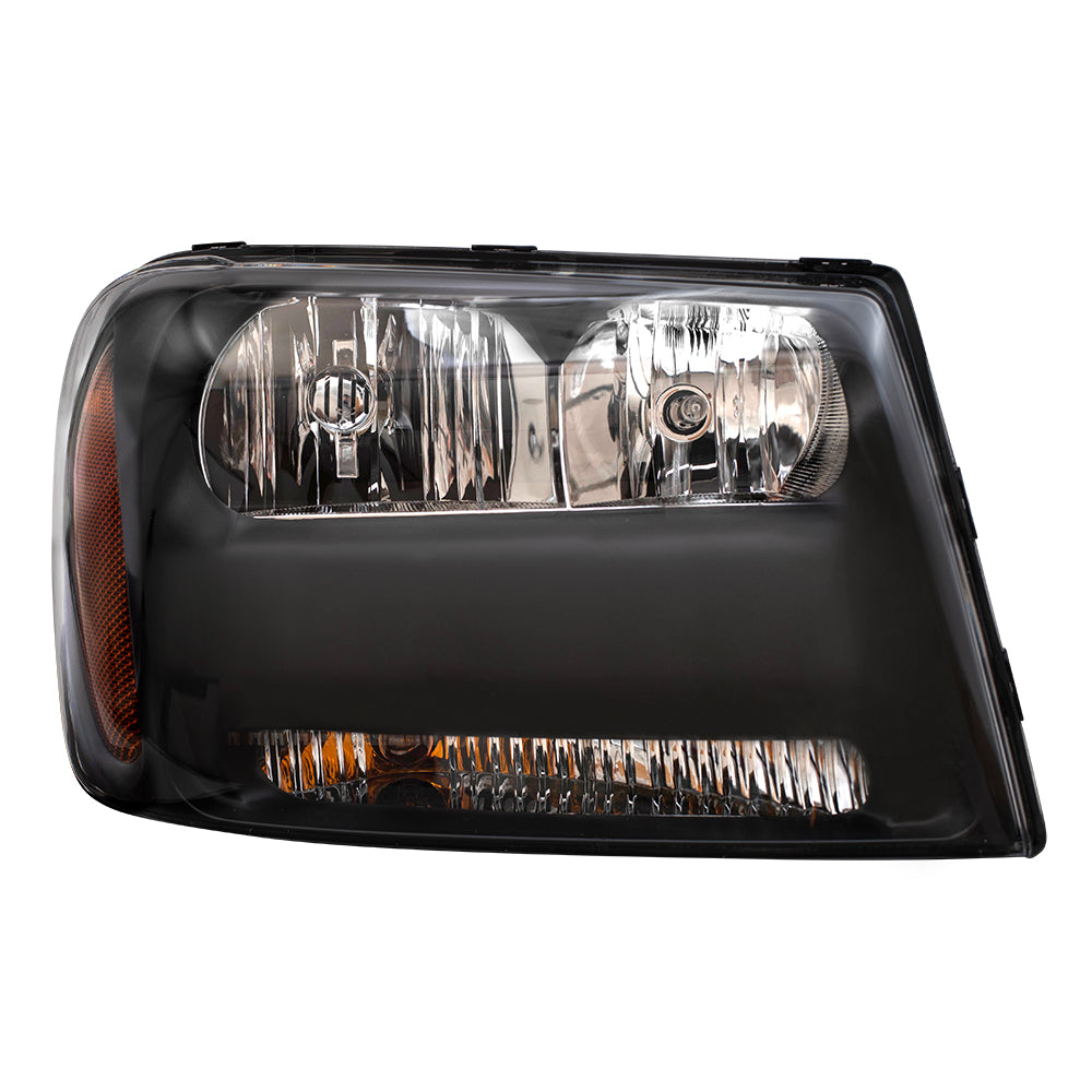 Brock Replacement Passenger Headlight Assembly Compatible with 06-09 Trailblazer & 06 EXT with 1/2 Width Grille Bar