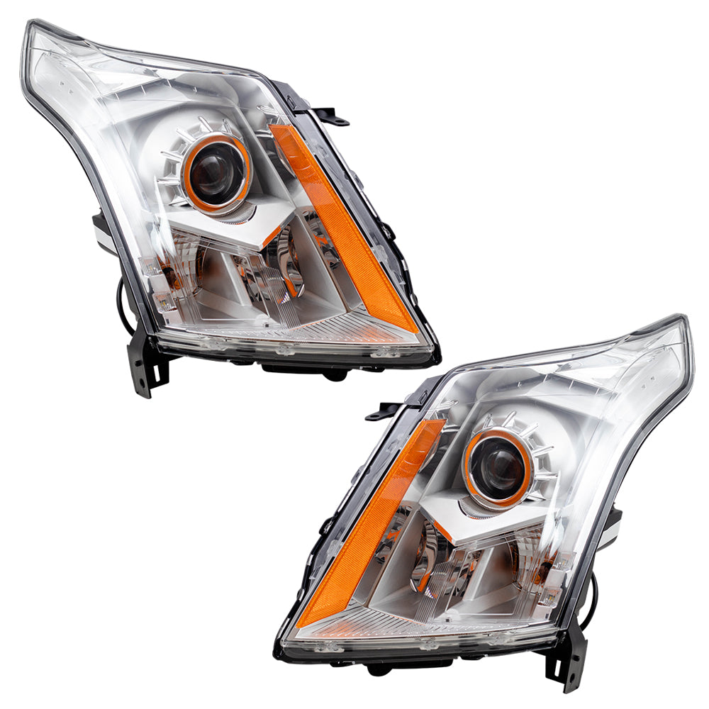 Brock Replacement Driver and Passenger Set Halogen Headlights Headlights Compatible with 2010-2013 SRX