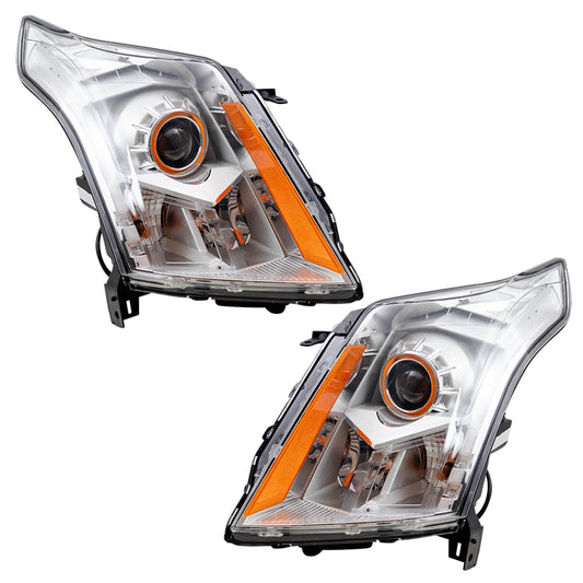 Brock Replacement Driver and Passenger Set Halogen Headlights Headlights Compatible with 2010-2013 SRX