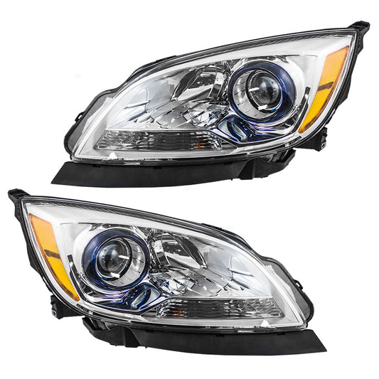 Brock Replacement Driver and Passenger Set Halogen Headlights Compatible with 2012-2017 Verano