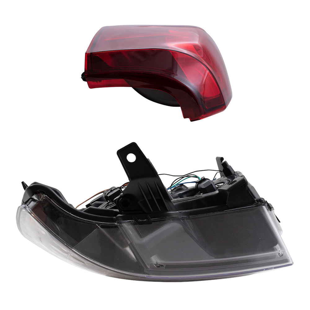 Brock Replacement Headlights with Tail Lights Compatible with 2007-2013 Avalanche Pickup Truck